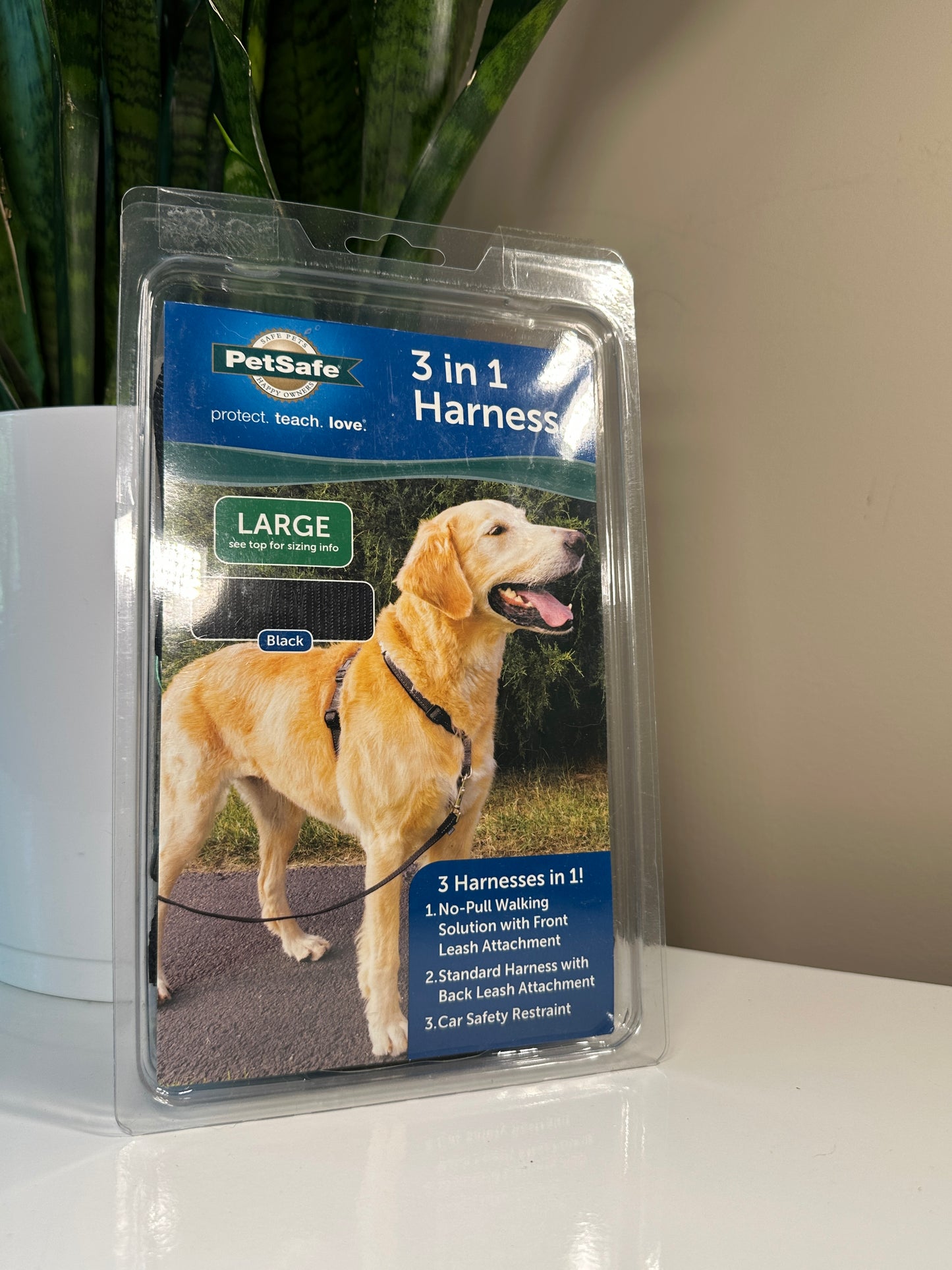 Pet Safe 3 In 1 Harness Black Size large