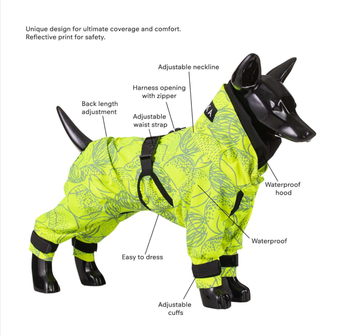 PAIKKA Neon Yellow Rain Suit 40cm/16 inch