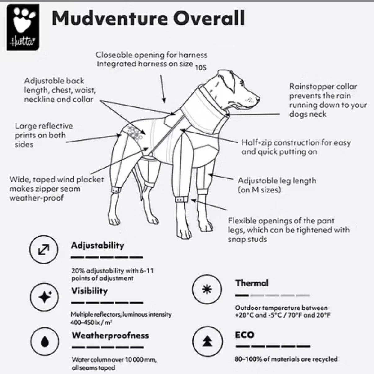 16 M Hurtta Mudventure Eco Overalls