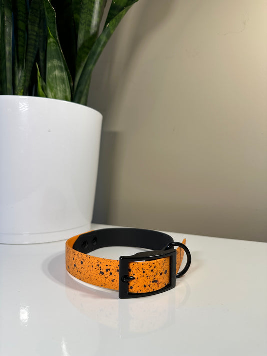 Orange & Black Speckled Biothane Collar